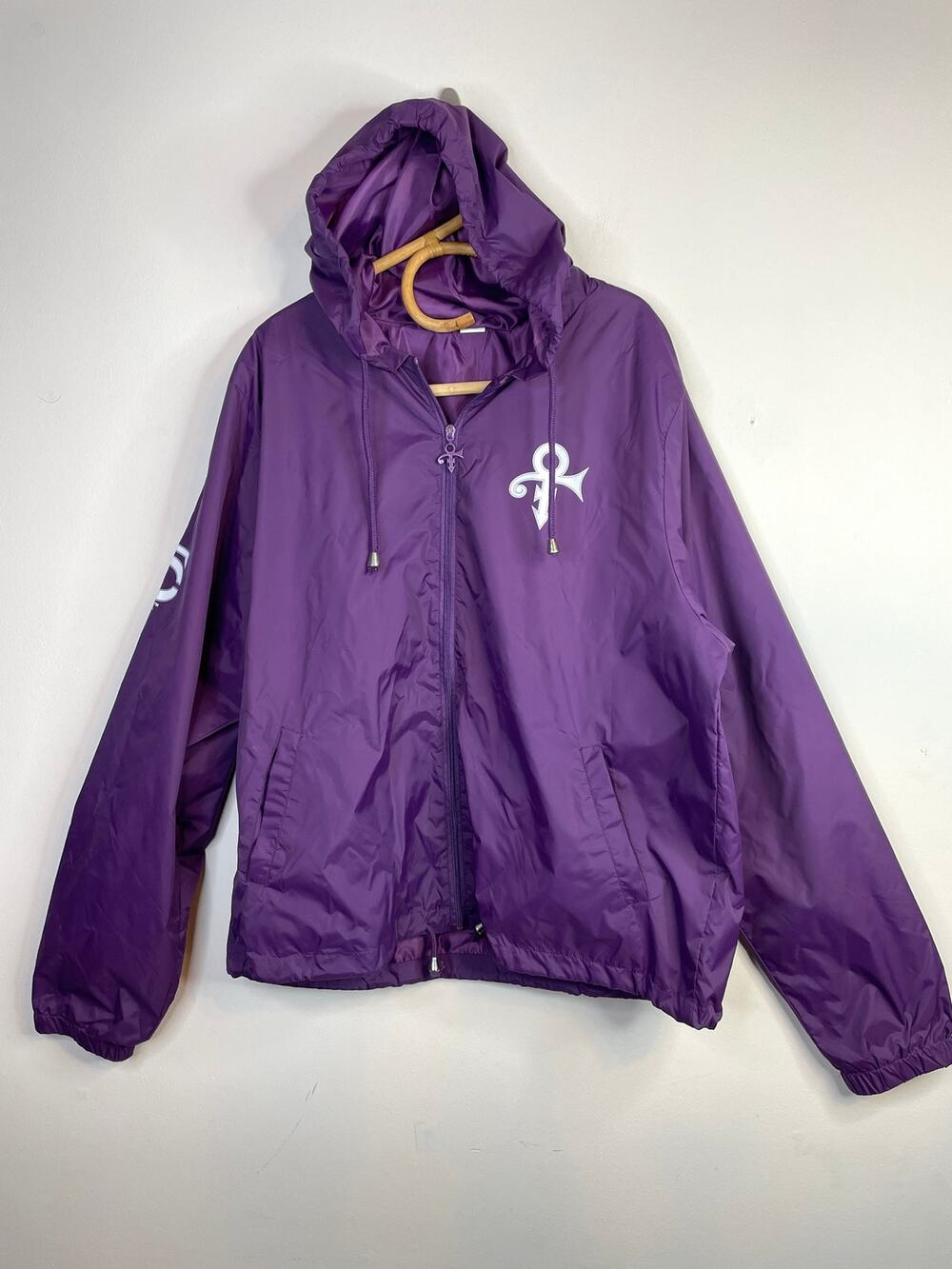 Prince Minnesota Twins Purple Hooded Zip Up Rain Jacket Windbreaker Unisex XL